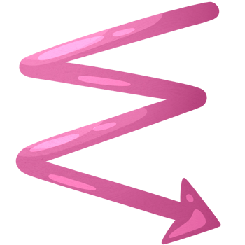 Arrow right and down. Lightning-like icon. Pointer for website. Interface element pink colors. png
