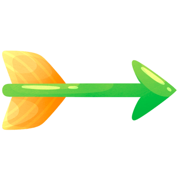 Arrow from bow flies to right. Direction icon. Pointer for website. Interface element green colors. png