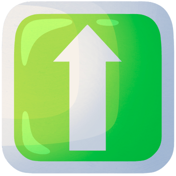 Up arrow. Square volumetric direction icon. Pointer for website. Interface element green colors. png