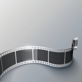 Film strip in perspective. 3D isometric film strip. Cinema Background. Template cinema festival or presentation with place for your text. Movie time and entertainment concept. illustration. vector