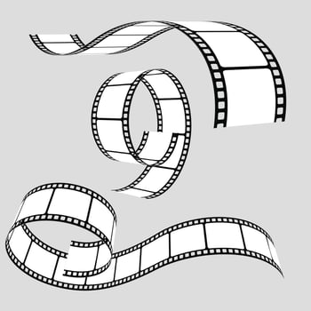 Film strip set. Cinema strip roll 35mm blank slide frame, photo monochrome picture negative vintage media filmstrip, movie design vector