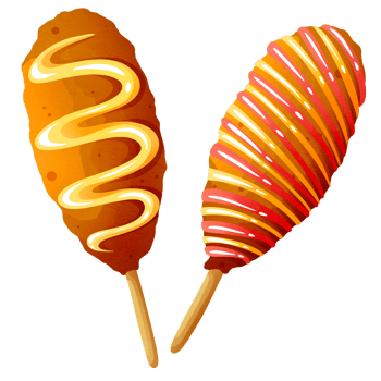 Fried corn dogs on sticks png
