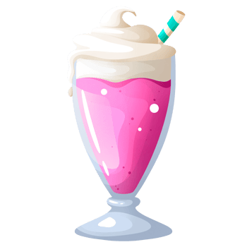Tasty milkshake with straw in glass png