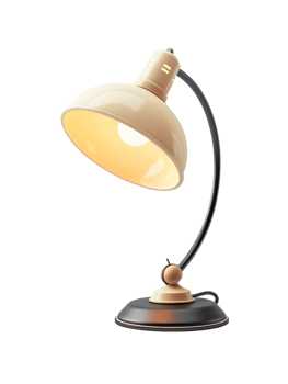 A lamp with a white shade and a black base. Isolated on a transparent background. png