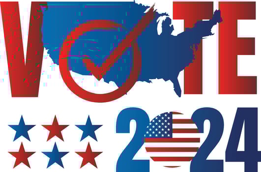 Blue and red sticker Vote for the US presidential elections 2024 vector