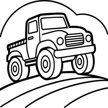 Monster Truck Coloring Pages For Kids. Monster Truck Line Art. Monster Truck Outline vector