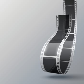 Realistic circle film strip art border background template illustration. Cinematography filmstrip entertainment cinema tape television picture studio technology isolated. Abstract movie poster vector