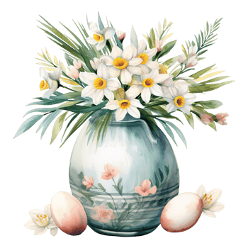 Colorful Tulips in a Classic Vase png