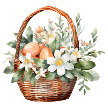 Colorful Easter Baskets Overflowing with Vibrant Eggs png