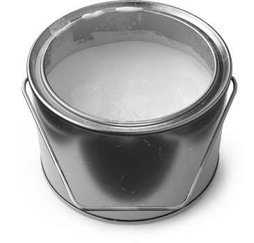 scratched metal paint can, with white paint inside the can, spattering with white drops, can with handle png