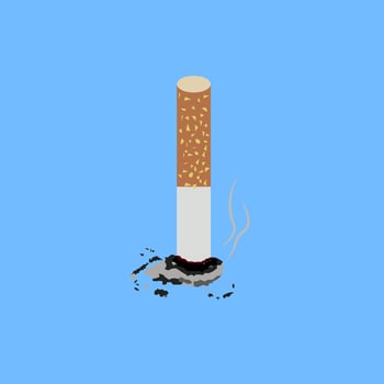 Cigarette butt illustration. ash smoke. vector