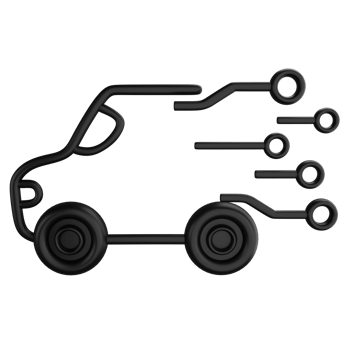 High tech car clipart black line design icon isolated on transparent background, 3D render technology and AI concept png