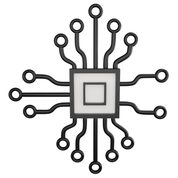 Digital chip processor clipart flat design icon isolated on transparent background, 3D render technology and AI concept png