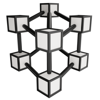 Blockchain clipart flat design icon isolated on transparent background, 3D render technology and AI concept png