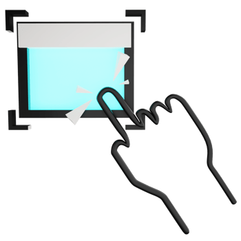 Hologram screen neon color clipart black line design icon isolated on transparent background, 3D render technology and AI concept png