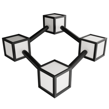 Blockchain clipart flat design icon isolated on transparent background, 3D render technology and AI concept png