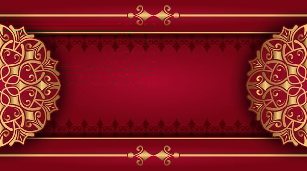 Red luxury background with mandala ornament vector