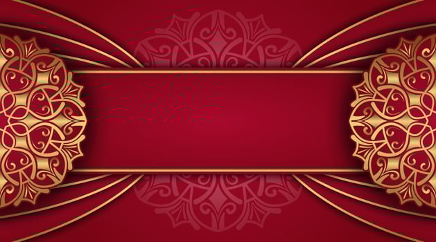 Red luxury background with mandala ornament vector