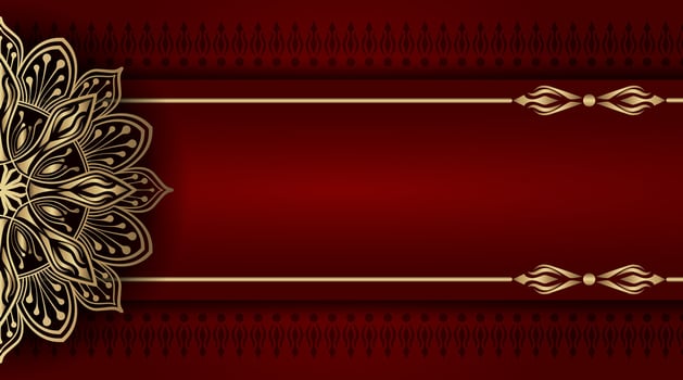 luxury red background with golden mandala ornament vector
