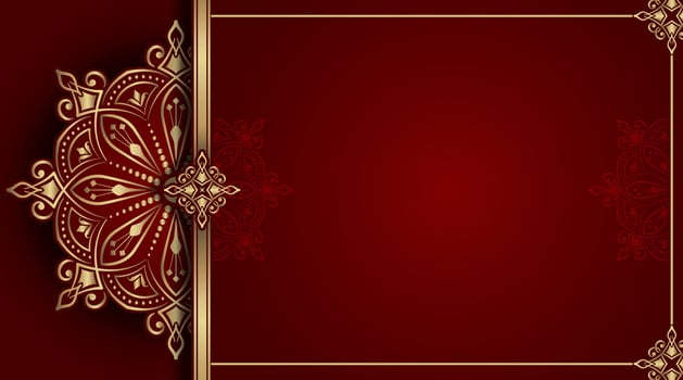 luxury red background with golden mandala ornament vector