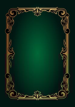 Vintage frame gold floral ornament vector