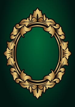 Vintage frame gold floral ornament vector