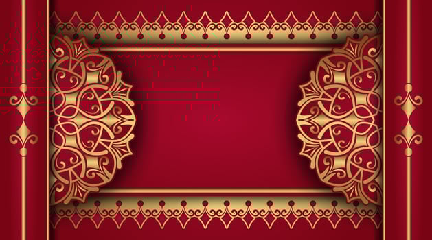 Red luxury background with mandala ornament vector