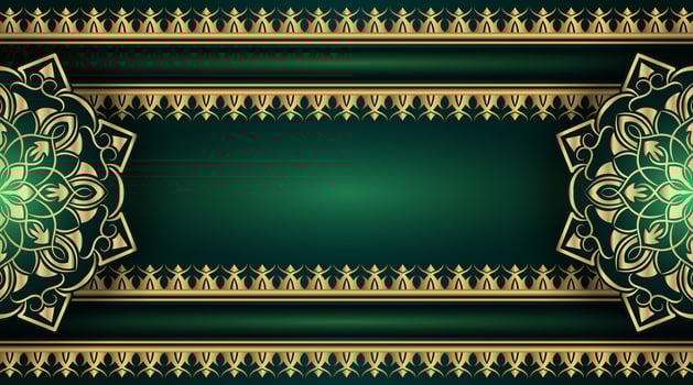 dark green background with gold mandala ornament vector