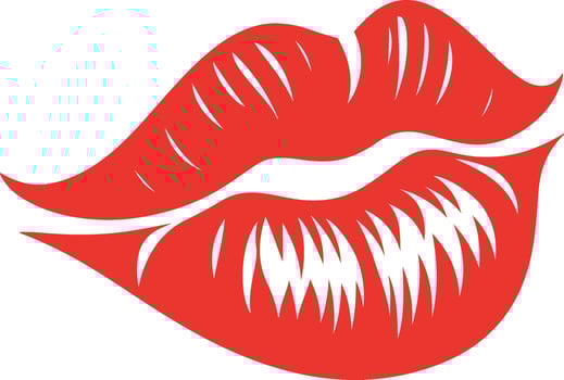 Female red lipstick kiss. Female lips lipstick kiss for valentine day and love illustration. vector
