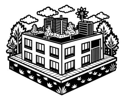 Modern house drawing vector