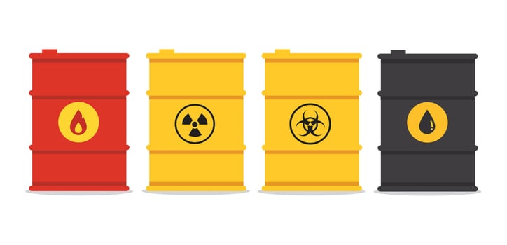 barrels with toxic waste , oil fuel vector
