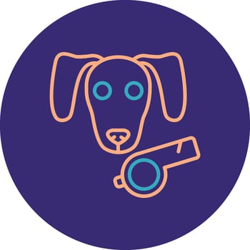 Dog Line Two Color Circle Icon vector