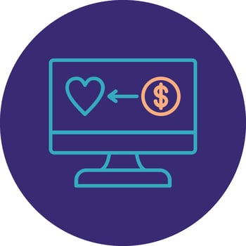 OnLine Two Color Circle Donation Line Two Color Circle Icon vector
