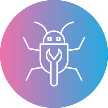 Bug Fixing Line Gradient Circle Icon vector