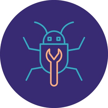Bug Fixing Line Two Color Circle Icon vector