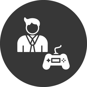 Gamer Glyph Inverted Icon vector