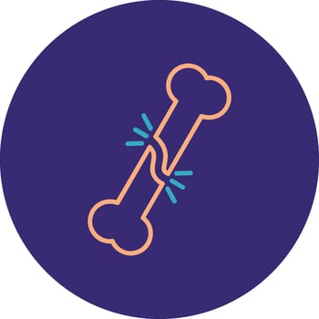 Broken Bone Line Two Color Circle Icon vector