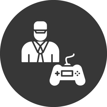 Gamer Glyph Inverted Icon vector