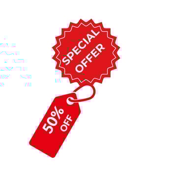 Special offer tag design price 50 percent off vector