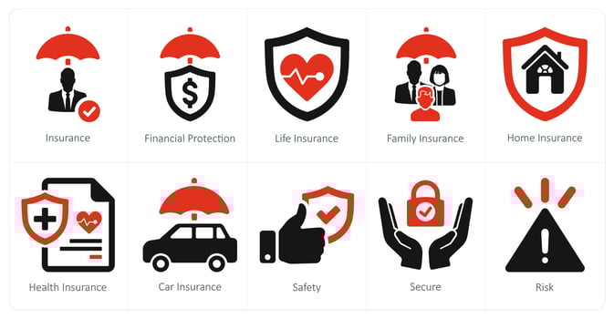 A set of 10 insurance icons as insurance, financial protection, life insurance vector