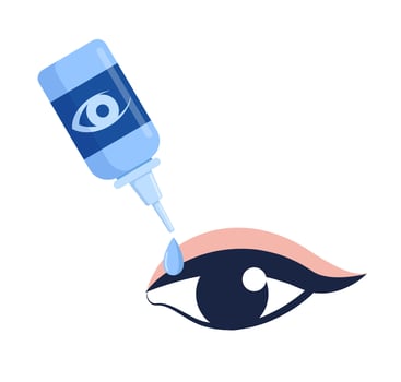 Young woman's eye and medical drops putting to eye. Healthcare and eyes hygiene concept. vector