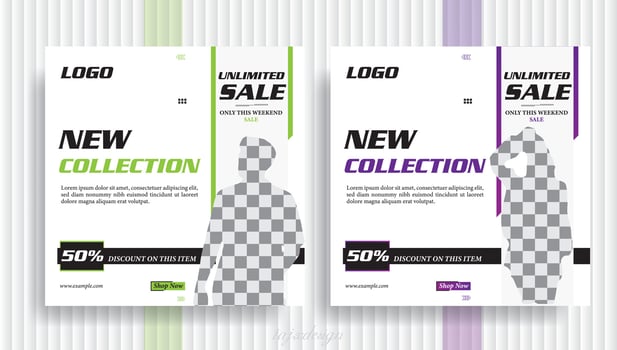 New Collection Fashionable social media post design, Set of Editable minimal square banner templates. Black yellow white background color with geometric shapes for social media post and web internet. vector