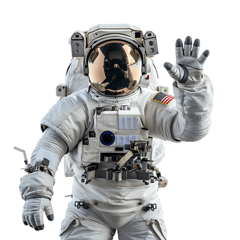 Astronaut waving hand on isolated transparent background png