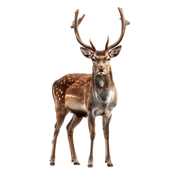 Deer full body shot on isolated transparent background png