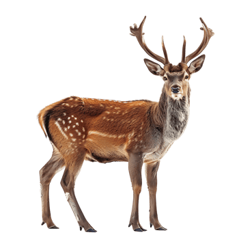 Deer full body shot on isolated transparent background png