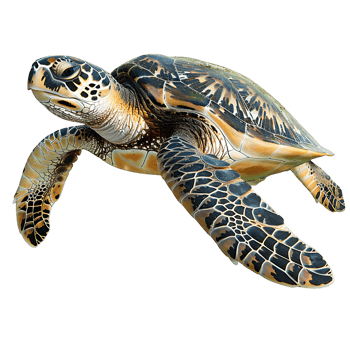 Sea turtle swimming on isolated transparent background png