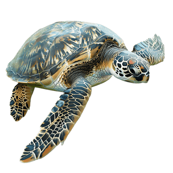 Sea turtle swimming on isolated transparent background png