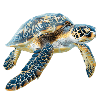 Sea turtle swimming on isolated transparent background png
