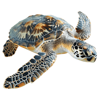 Sea turtle swimming on isolated transparent background png