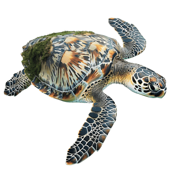 Sea turtle swimming on isolated transparent background png